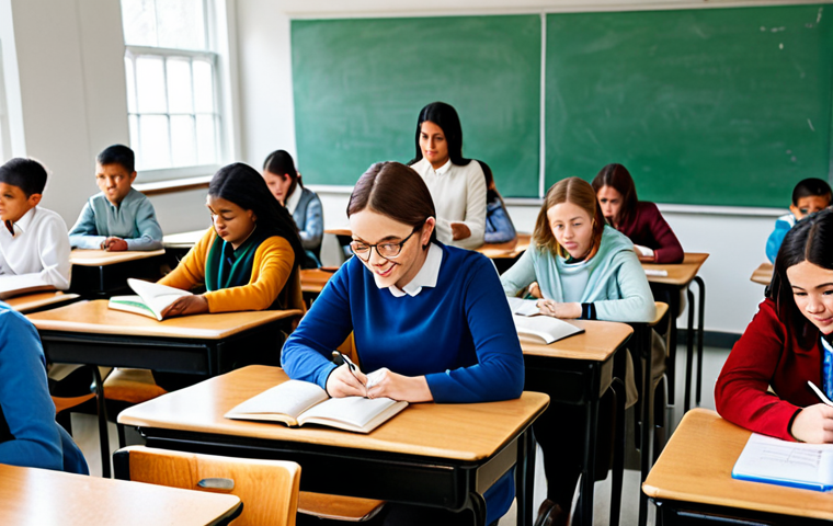 **

"A dedicated teacher, fully clothed in modest, professional attire, guiding a diverse group of adult students in a brightly lit classroom. The students are attentively engaged in learning to read and write. Books and learning materials are visible on desks. Safe for work, appropriate content, perfect anatomy, correct proportions, natural pose, family-friendly, high-quality illustration."

**