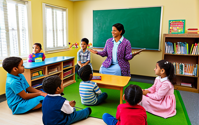 문해교육사와 학습 성과 향상 사례 - **Subject:** A diverse group of children listening attentively to a teacher reading a storybook.
...