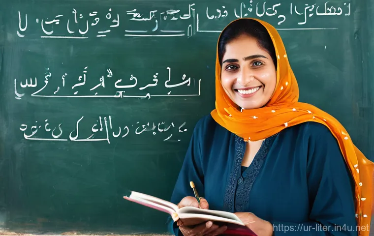 문해교육사와 업무 협업 사례 - **A Pakistani woman in her late 60s, beaming with pride and self-confidence, dressed in a modest, tr...