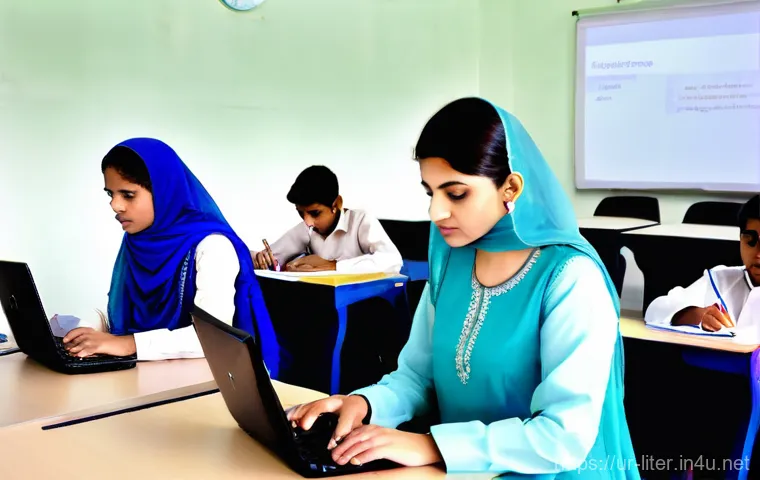 문해교육사와 필수 직업 기술 연구 - **Prompt 1: Empowering Future Leaders through Digital Skills in Pakistan**
A vibrant and modern ...