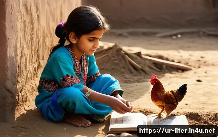 문해교육사와 학습 목표 성공 사례 - **Prompt:** "A young Pakistani girl, around 7 years old, wearing a brightly colored shalwar kameez w...