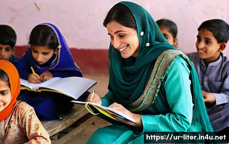 문해교육사와 직업 만족도 성공 연구 - **A heartwarming scene depicting the profound joy and satisfaction a Pakistani literacy teacher expe...