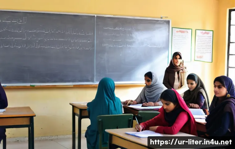 문해교육사와 자격 취득 준비 비용 - A detailed classroom scene in a Pakistani educational institute showing a diverse group of adult lea...